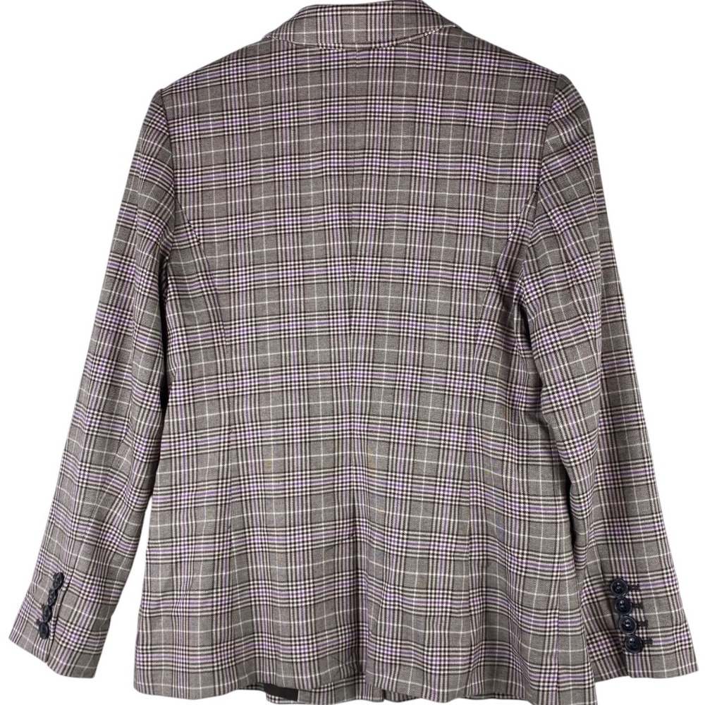 Halogen Sz 12 Petite 12P Large Blazer Jacket Plaid Gray Purple Career CHIC - Picture 3 of 5